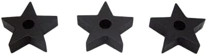 Set of 3 Black Star Candle Holders for Wicca