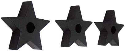 Set of 3 Black Star Candle Holders for Wicca