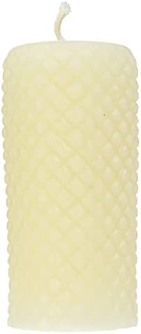 White Ivory Beeswax Candles - Diamond Pillar Candles 2x4 Inch