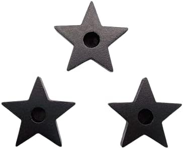 Set of 3 Black Star Candle Holders for Wicca