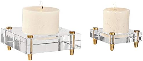 Uttermost Brass Crystal Candle Holder Set