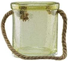 65 Lemonade Yellow Hand-Blown Bubble Glass Outdoor Hurricane Candle Holder