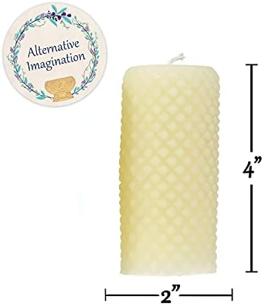 White Ivory Beeswax Candles - Diamond Pillar Candles 2x4 Inch