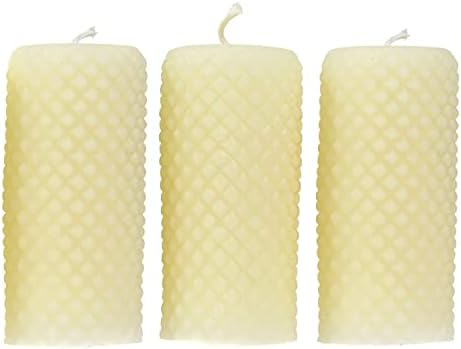 White Ivory Beeswax Candles - Diamond Pillar Candles 2x4 Inch