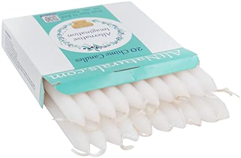 A Set of 20 White Unscented Taper Candles for Altars More