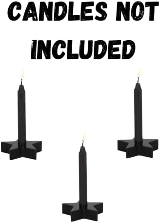 Set of 3 Black Star Candle Holders for Wicca