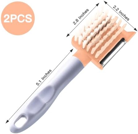 Efficient 2-in-1 Dual Function Vegetable Brush Julienne Peeler