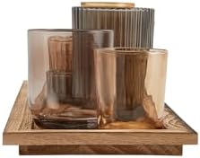 Solid Paulownia Wood Candleholder Set