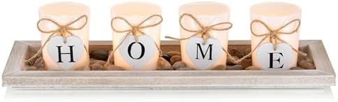 Romadedi Rustic Wooden Candle Holder Set for Living Rooms