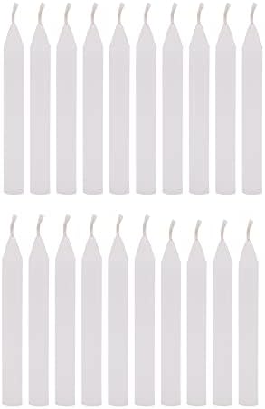 A Set of 20 White Unscented Taper Candles for Altars More