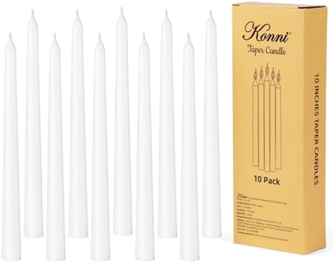 Elegant Set of 10 White Taper Candles