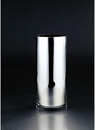 Shiny Silver Hand-Blown Glass Pillar Candle Holder