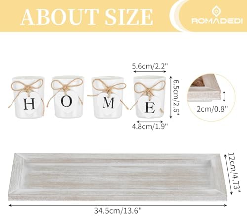 Romadedi Rustic Wooden Candle Holder Set for Living Rooms