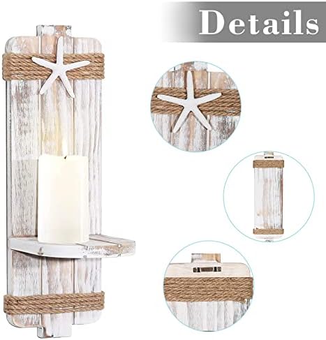 Coastal Wall Sconces Rustic Starfish Set of 2