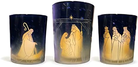 Perfect for Nativity Scene Twos Company 3-Piece Gold Candleholder Set Glass