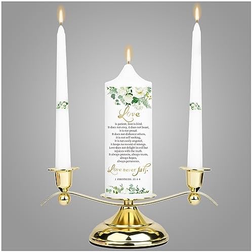 Elegant 3-Piece Union Wedding Candle Set with Golden Holder