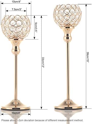Vincigant Gold Crystal Candle Holders Set of 2 - Elegance for Any Occasion