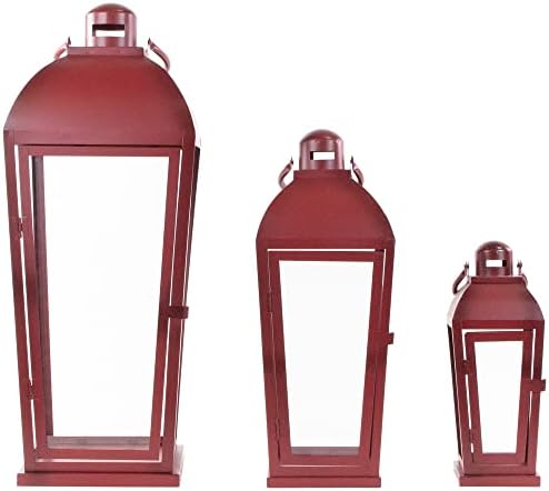 Northlight Set of 3 Red Antique-Candle Lanterns