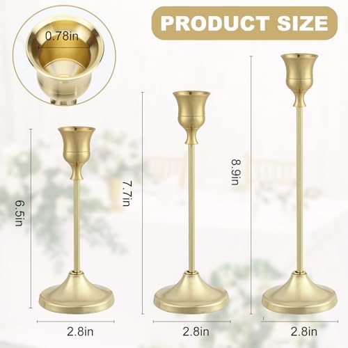 6-Piece Metal Taper Candle Holders Gold Halloween Decor