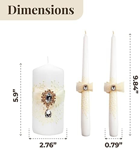 VABA 106 Taper Pillar Unity Candle Set for Weddings