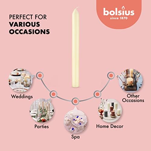 BOLSIUS Ivory Dinner Candles - Set of 10 9-Inch Unscented Durable Candles