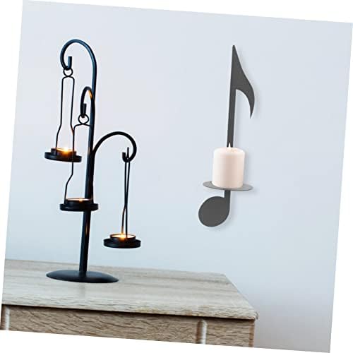 Wall-Mounted Metal Candle Holder with Music Notes Design