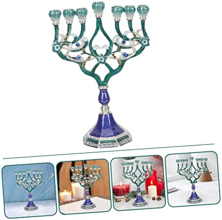 Hanukkah menorah candleholder with 7 branches handcrafted metal with stable base