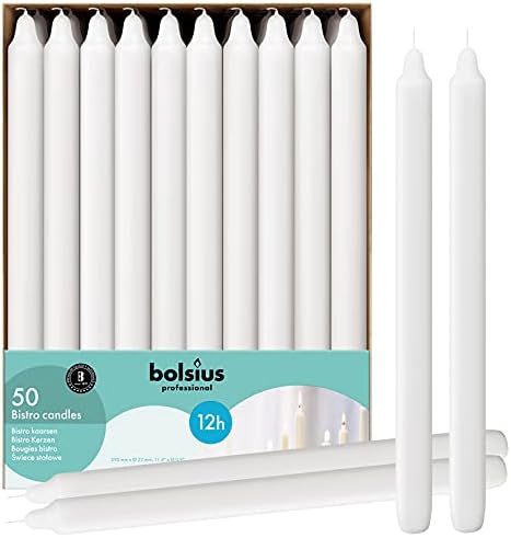 BOLSUS White Candlesticks - 50 Picks Dripless Long-Lasting No Smoke Fresh Candle