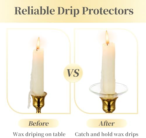 Hewory 3-Piece Glass Candle Drip Catchers for Tapers