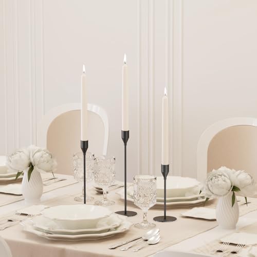 Matte Black Taper Candle Holder Set 3 Different Sizes