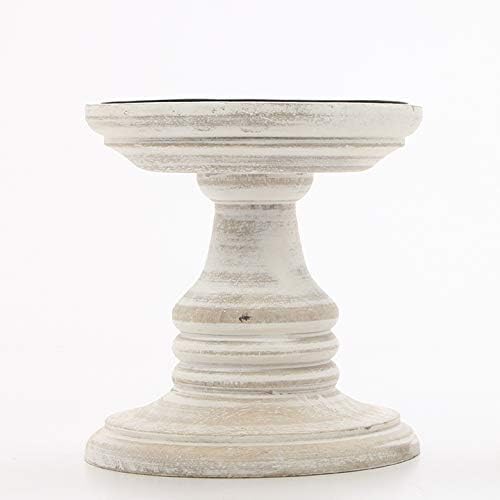 Hosleys 2-Piece White Wood Pillar Holders - Aromatherapy Wedding Gift Set