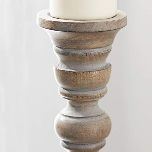 Deco 79 Handmade Mango Wood Candle Holder Set 23x21x18 Set