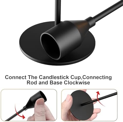 Matte Black Taper Candle Holder Set 3 Different Sizes