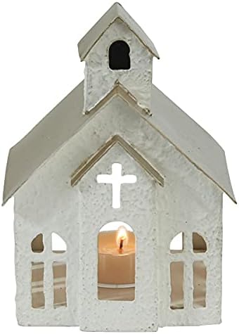 Orchid Ivy Rustic Church Candle Holder with Cross Cut Out