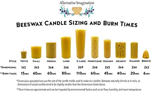 White Ivory Beeswax Candles - Diamond Pillar Candles 2x4 Inch