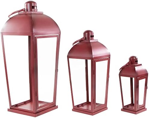 Northlight Set of 3 Red Antique-Candle Lanterns