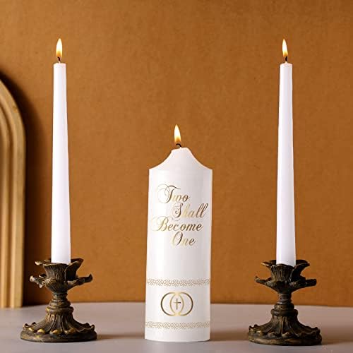 Frienda Wedding Unity Taper Candles Set 2x10 1x8 inches Cross Design