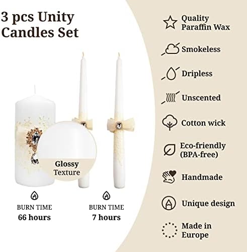 VABA 106 Taper Pillar Unity Candle Set for Weddings