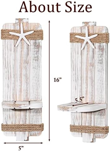 Coastal Wall Sconces Rustic Starfish Set of 2