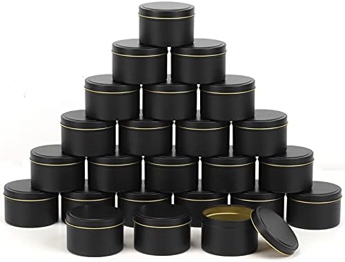 SONVIIBOXDiwali Candle Tins Black Capacity 8oz 24 Pack