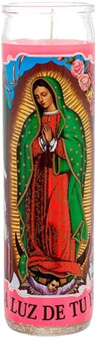 12-Pack Pink Devotional Candles Virgin de Guadalupe Home Dcor