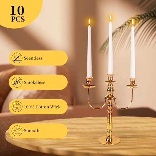 Elegant Set of 10 White Taper Candles
