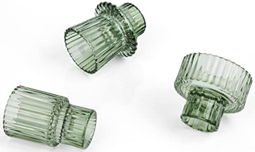 Vixdonos Taper Glass Candlestick Holders Green 3 Piece Set