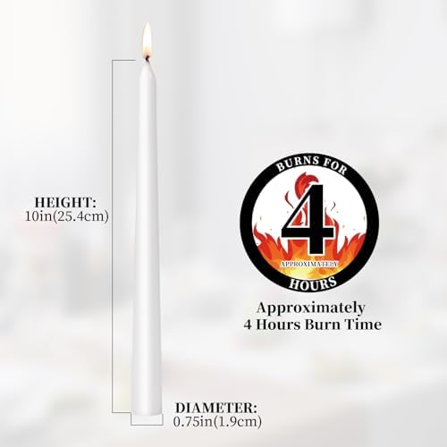 Elegant Set of 10 White Taper Candles