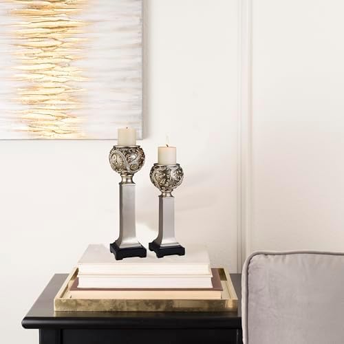 Elegant Silver Candle Holder Set