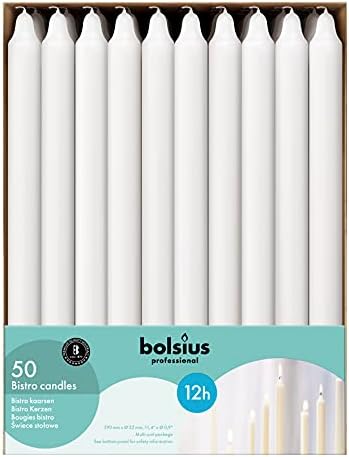 BOLSUS White Candlesticks - 50 Picks Dripless Long-Lasting No Smoke Fresh Candle