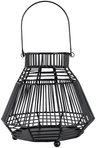 Northlight Medium Iron Geometric Hurricane Candle Lantern - 825 - Black