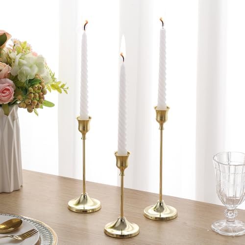 6-Piece Metal Taper Candle Holders Gold Halloween Decor