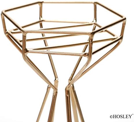 Hosley Gold Iron Wire Pillar Candle Holder Set
