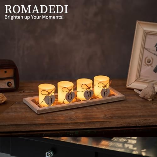 Romadedi Rustic Wooden Candle Holder Set for Living Rooms